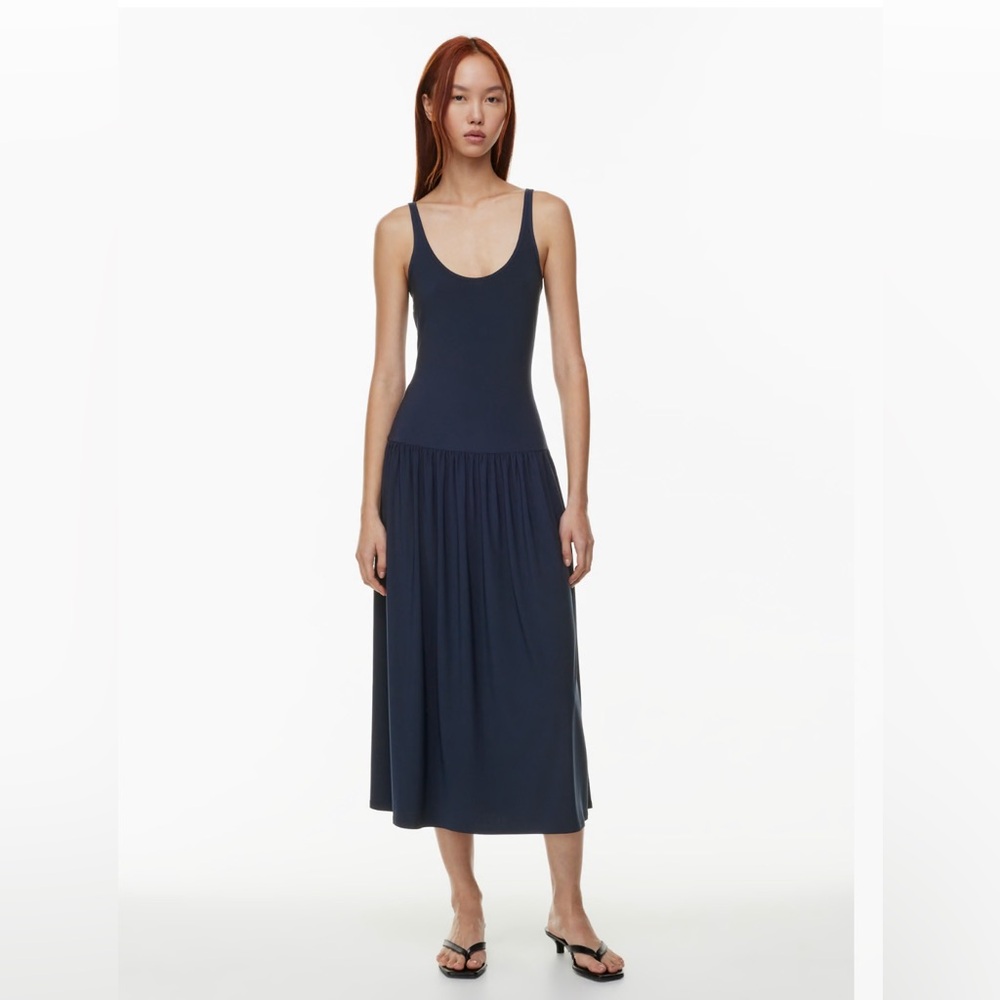 Aritzia Navy Blue Scoop Neck Midi Dress